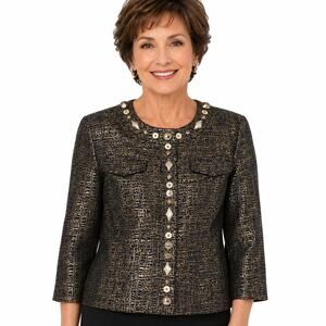 Ruby Rd. Petite Women's Gold Shimmer Embellished Jacket Blazer